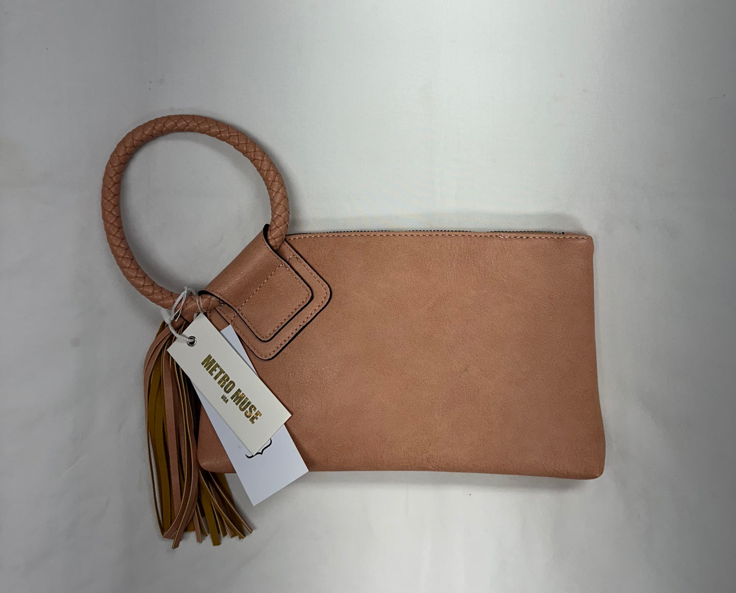 Purses - Clutch wristlet with tasles (peach color)